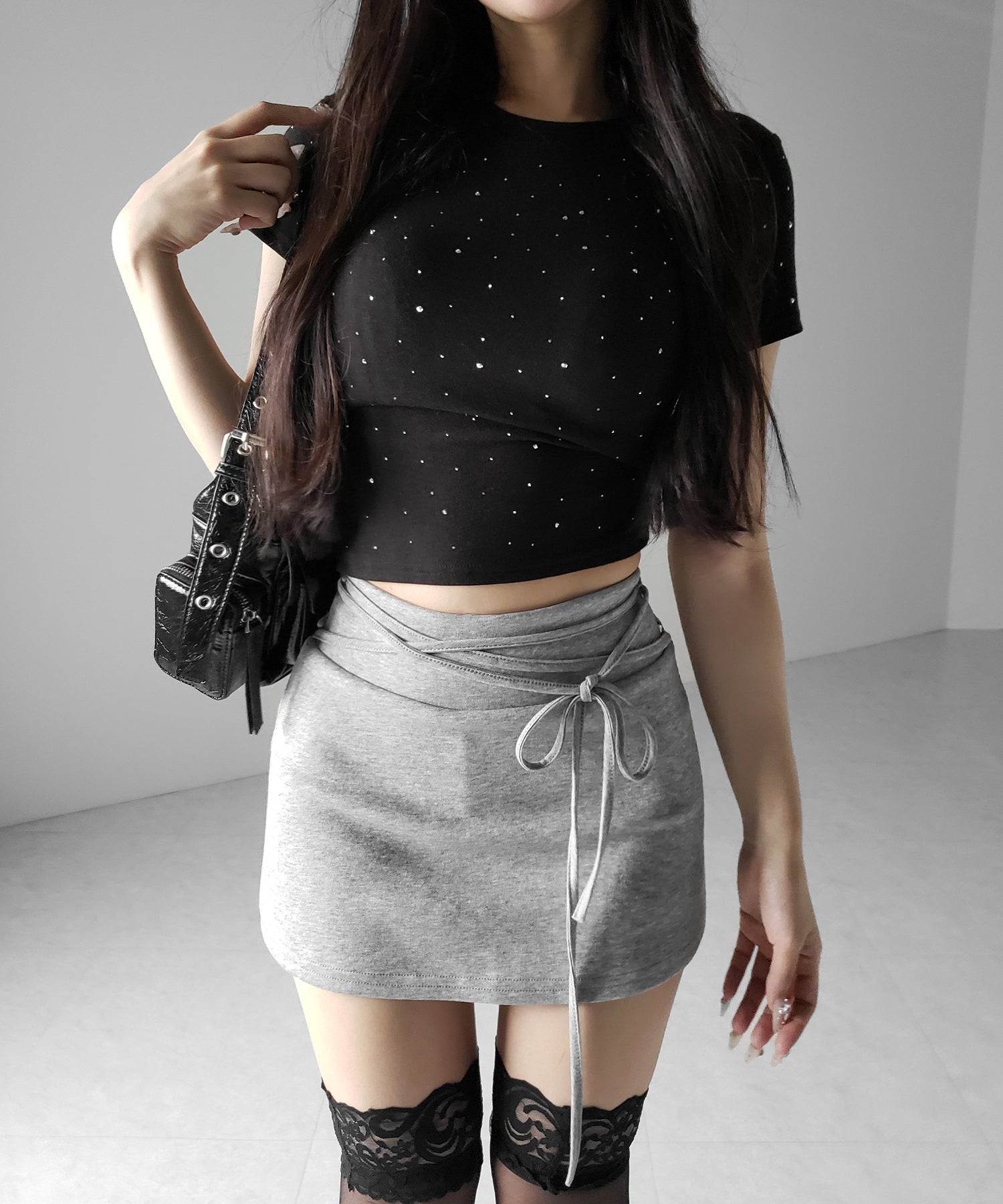 【 インパン裏地付き 】ストリングリボンミニスカート ／ string ribbon mini skirt