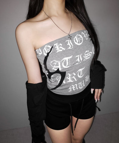 グランジロゴチューブベアトップ ／ grunge logo tube bare top