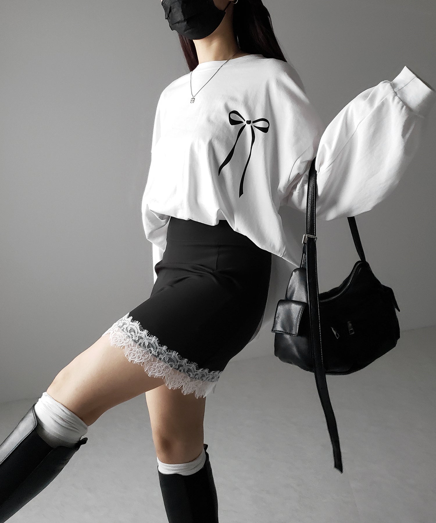 【 セットアップ着用可能 】サイドラインハイウエストミニスカート ／ sideline high waist mini skirt