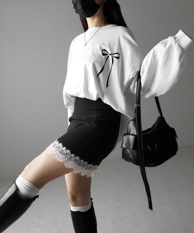 【 セットアップ着用可能 】サイドラインハイウエストミニスカート ／ sideline high waist mini skirt