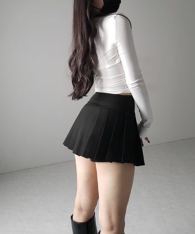 【 ２color 】プリーツマイクロミニスカパン ／ pleated micro mini skirt pants