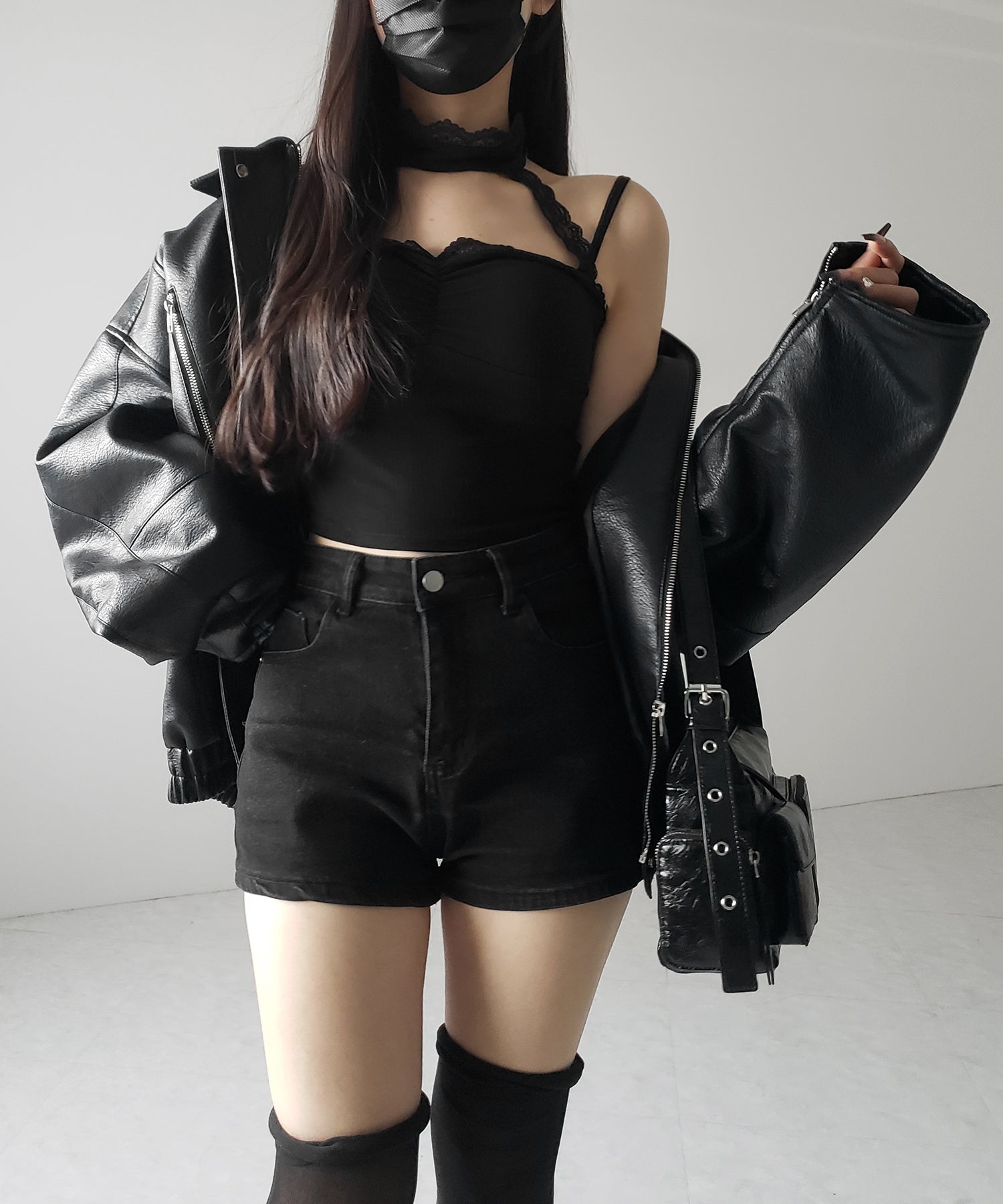 【 ２color ／ カップ付 】レースチョーカーストラップリブキャミソール ／ lace choker strap lib camisole