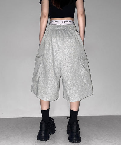 タックワイドカーゴスウェットハーフパンツ / tuck wide cargo sweat half pants