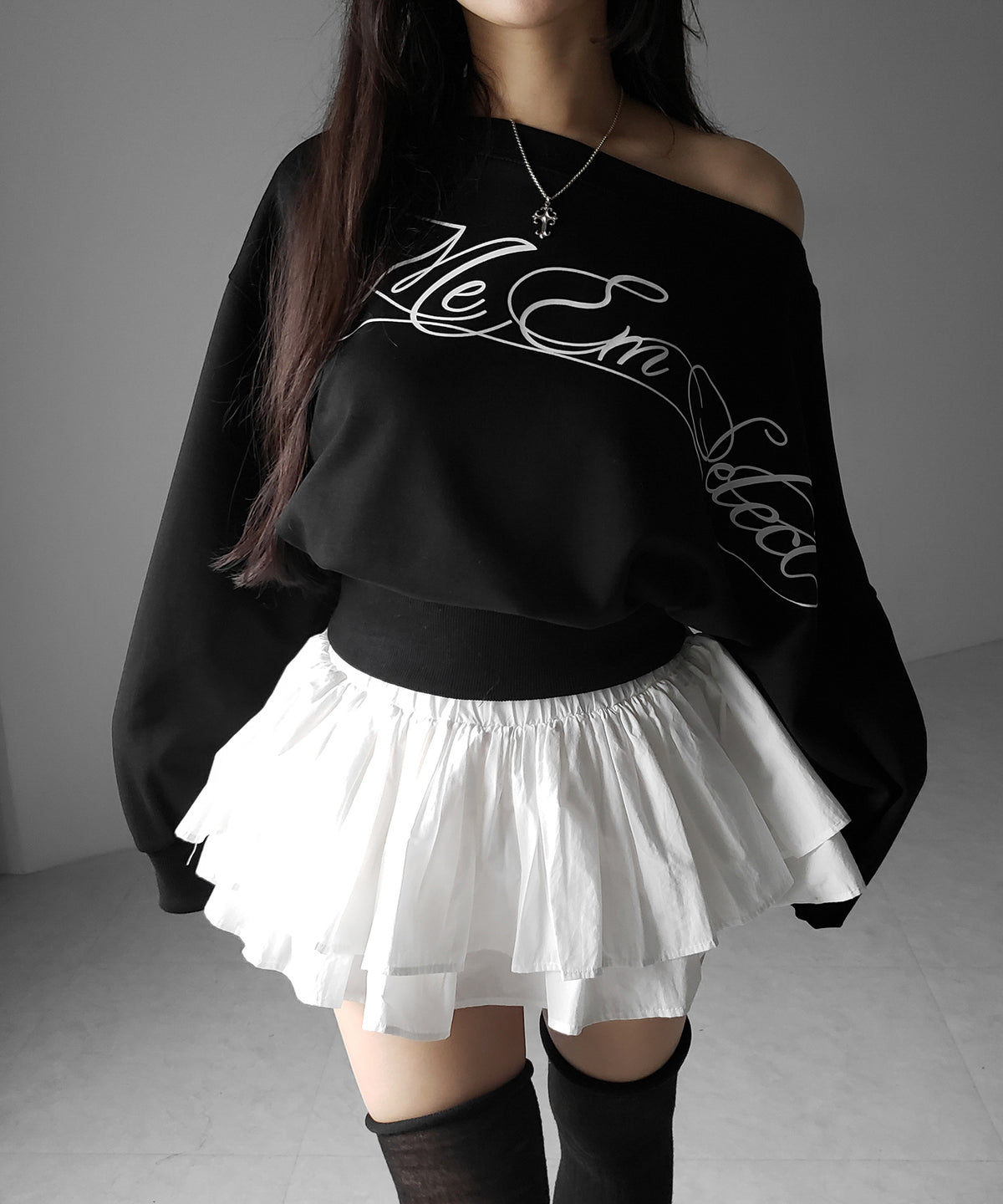 【 インパン裏地付 】ボリュームフレアコットンミニスカート ／ volume flare cotton mini skirt