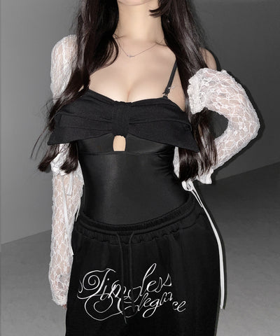 【 レディース水着 】フロントリボンカットアウトワンピース水着 ／ front ribbon cutout onepiece swimwear