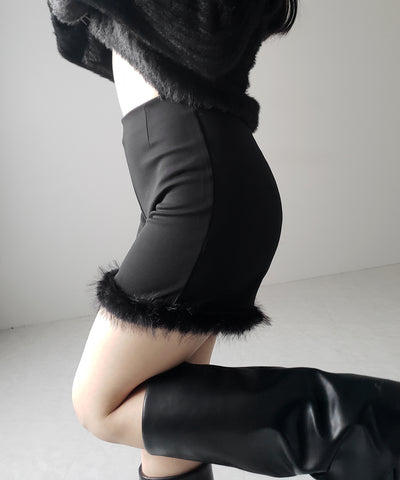 【 ４size 】ヘムフェザーバイカーショートパンツ ／ hem feather biker short pants