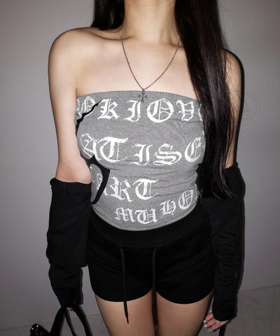 グランジロゴチューブベアトップ ／ grunge logo tube bare top