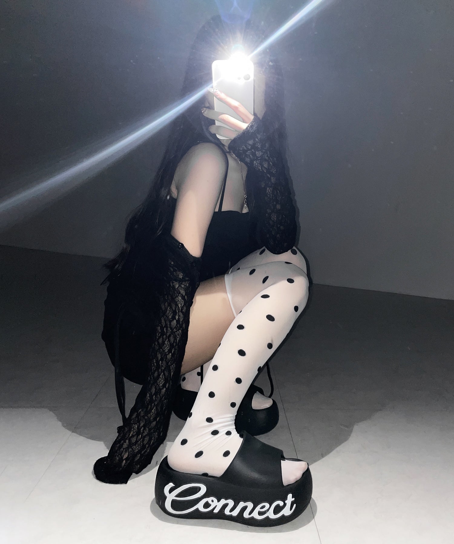 ドットニーハイシアーハイソックス ／ Dot knee high sheer high socks