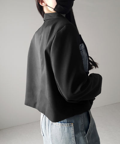 デニムフリルドッキングショートテーラードジャケット ／denim frill docking short tailored jacket