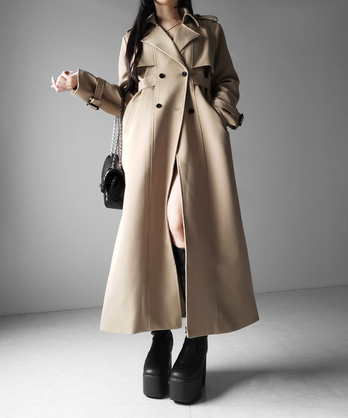 ウエストマークレディロングトレンチコート ／ waistmark lady long trench coat