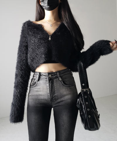 【４size 】ブリーチグラデーションストレッチブラックフレアデニム ／ bleach gradation stretch black flare denim