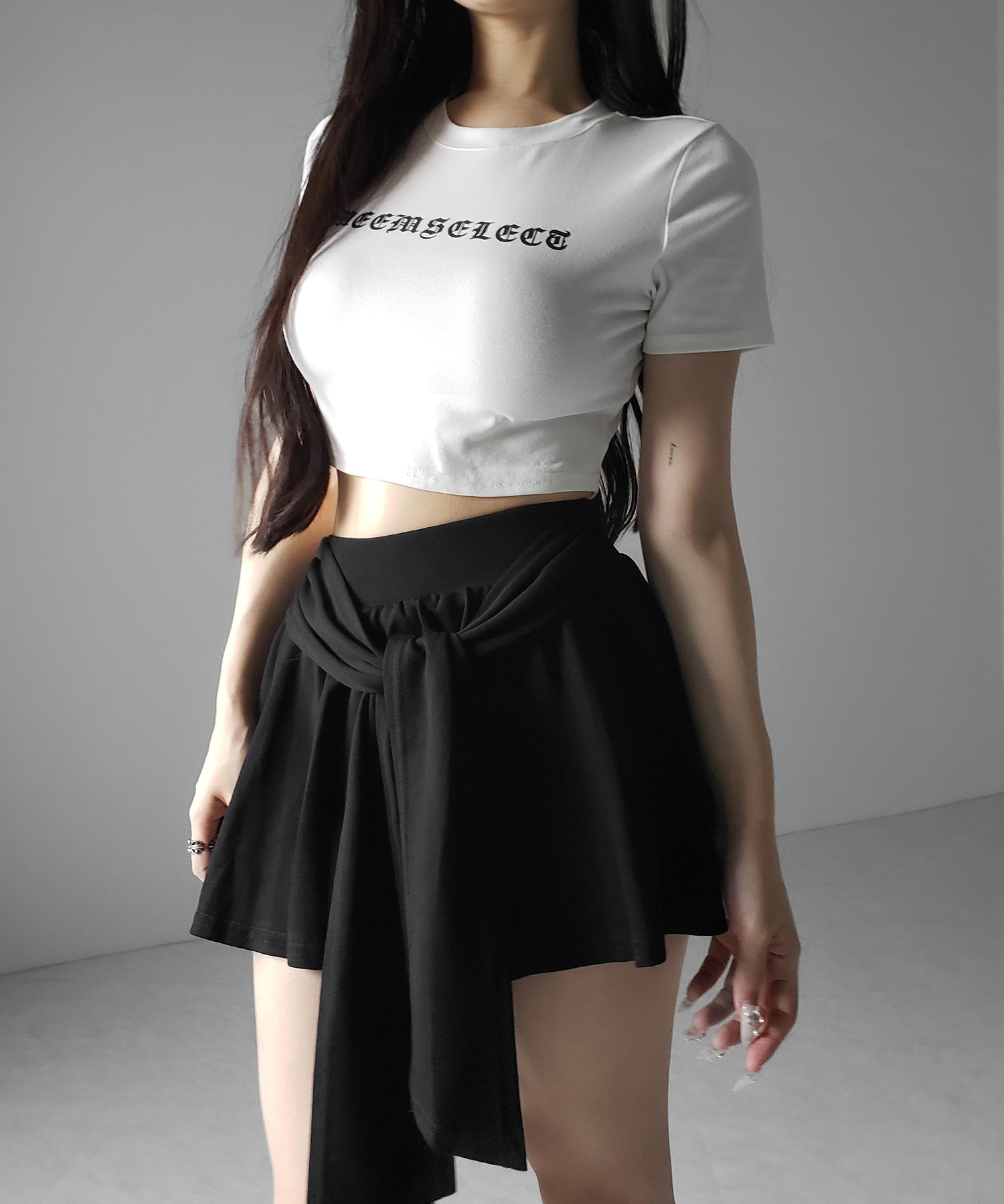ラップレイヤードフレアミニスカパン ／ wrap layered flare mini skirt pants