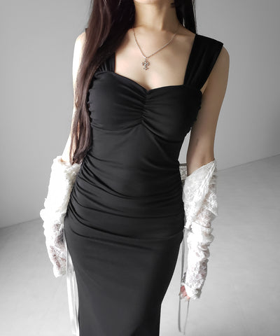 シャーリングロングタイトマーメイドキャミワンピ ／ shirring long tight mermaid cami onepiece