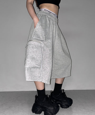 タックワイドカーゴスウェットハーフパンツ / tuck wide cargo sweat half pants