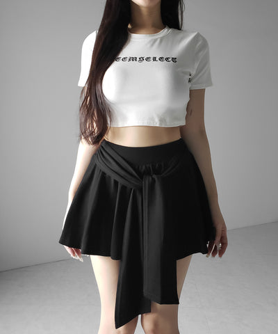 ラップレイヤードフレアミニスカパン ／ wrap layered flare mini skirt pants