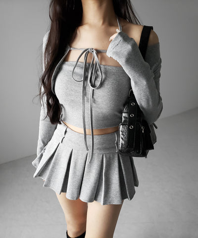【 インパン裏地付 】プリーツスウェットマイクロミニスカパン ／ plests sweat micro mni skirt pants