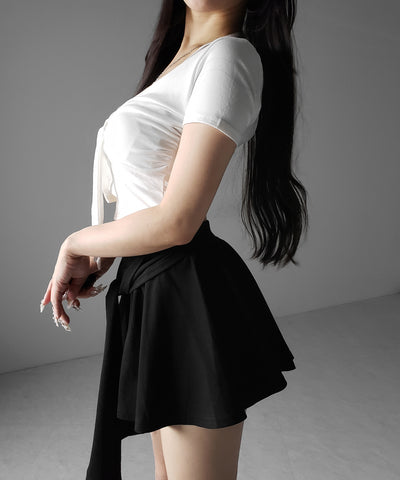 ラップレイヤードフレアミニスカパン ／ wrap layered flare mini skirt pants