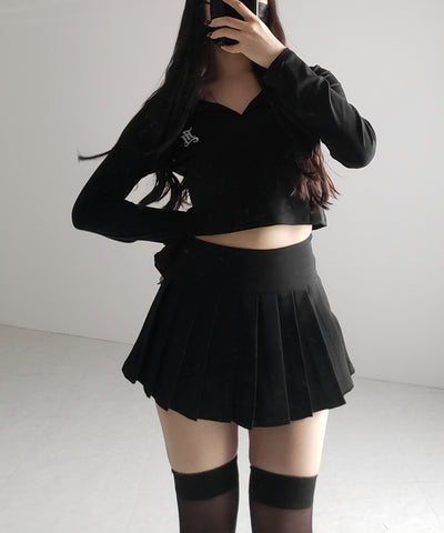 【 ２color 】プリーツマイクロミニスカパン ／ pleated micro mini skirt pants