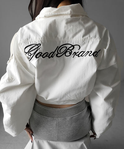 レタリングバックロゴスタンドカラーショートブルゾン ／ lettering back logo stand collar short blouson