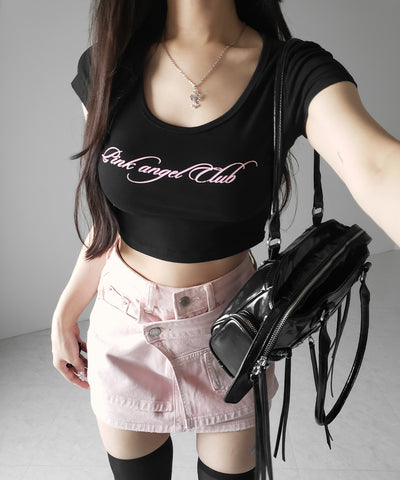 【 インパン裏地付き 】ヴィンテージピンクレイヤードデニムミニスカート ／ vintage pink denim mini skirt