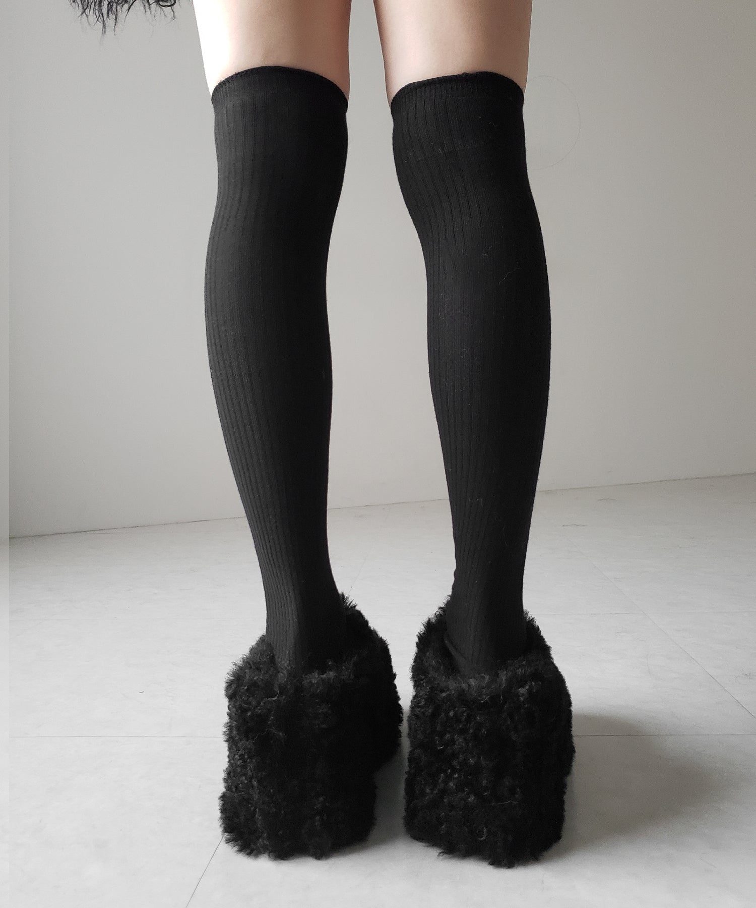 厚底テディボアサボサンダル ／ platform teddy boa sabo sandals