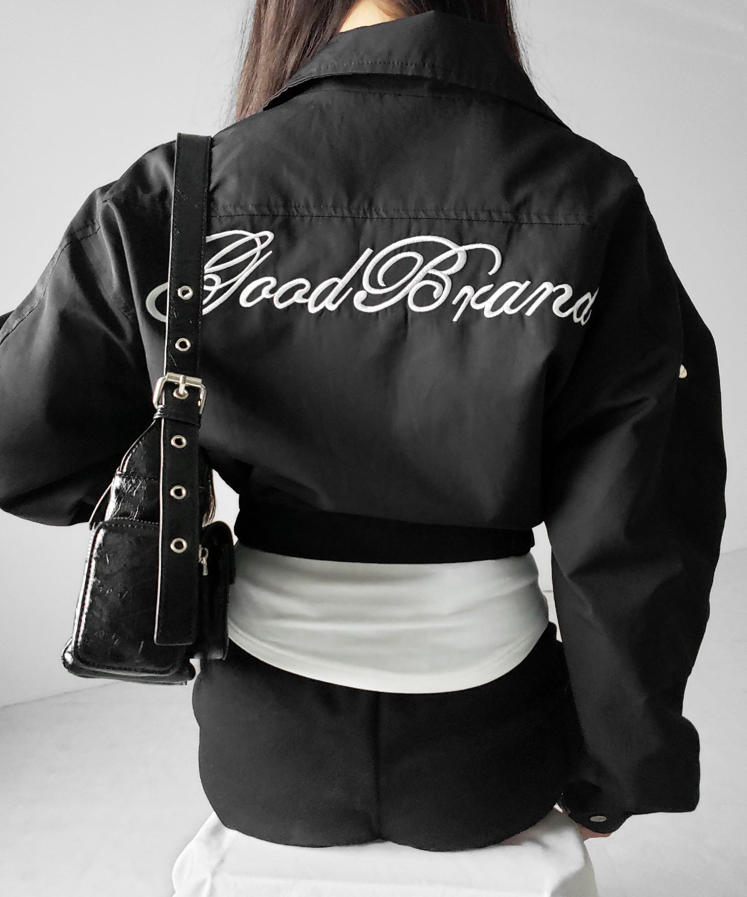 レタリングバックロゴスタンドカラーショートブルゾン ／ lettering back logo stand collar short blouson