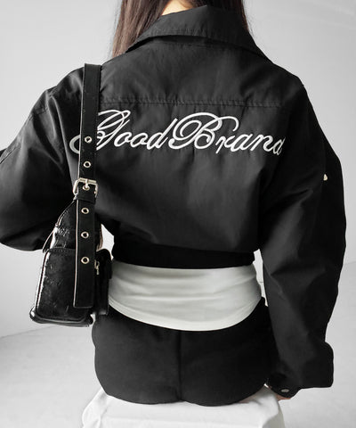 レタリングバックロゴスタンドカラーショートブルゾン ／ lettering back logo stand collar short blouson