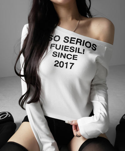 コンパクトロゴワンショルルーズロンT ／ compact logo one-Shoulder loose long-sleeve T-Shirt