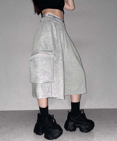 タックワイドカーゴスウェットハーフパンツ / tuck wide cargo sweat half pants