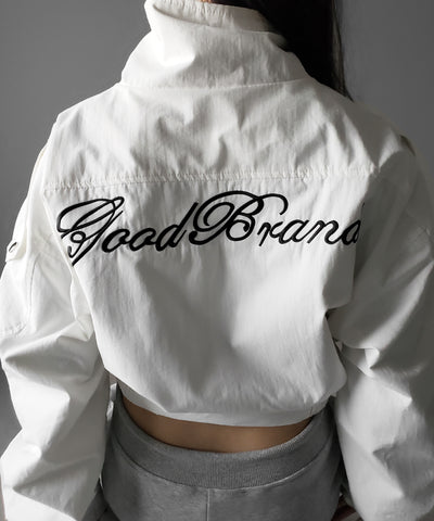 レタリングバックロゴスタンドカラーショートブルゾン ／ lettering back logo stand collar short blouson