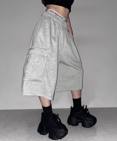タックワイドカーゴスウェットハーフパンツ / tuck wide cargo sweat half pants
