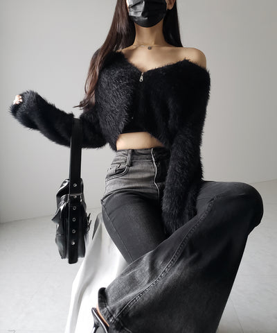【４size 】ブリーチグラデーションストレッチブラックフレアデニム ／ bleach gradation stretch black flare denim
