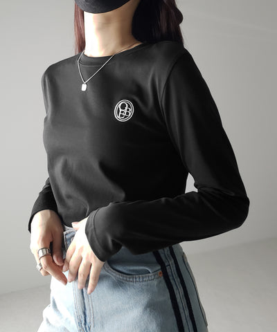 OBE刺繍 ミニロゴ長袖Ｔシャツ【 韓国製 】