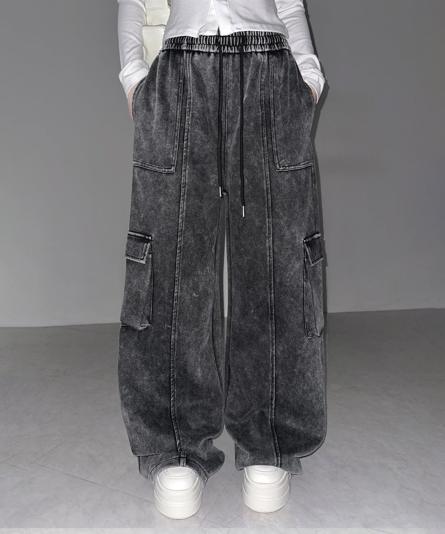 ピグメントヴィンテージヘビーワイドカーゴスウェットパンツ ／ pigment vintage heavy wide cargo sweatpants