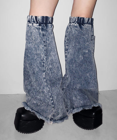 【 セットアップ着用可能 】ヴィンテージケミカルブリーチデニムレッグカバー ／ vintage chemical bleach denim leg cover