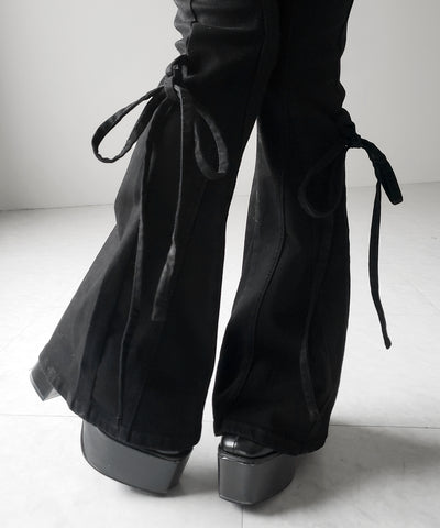 ストラップリボンヴィンテージストレッチフレアデニム ／ strap ribbon vintage stretch flare denim
