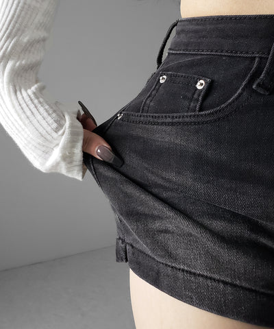ハイウエストストレッチデニムタイトショートパンツ ／ high wast stretch denim tight short pants