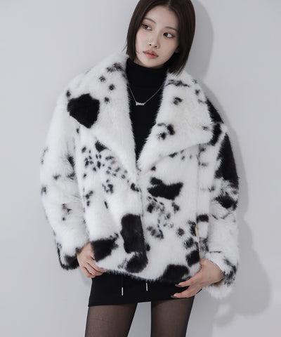 カウミドルフェイクファコート ／ cow middle fakefur coat
