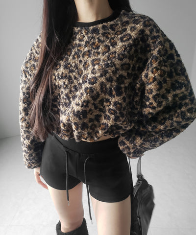 【 ２WAY 】レオパードショートボアプルオーバー ／ 2WAY reopard short boa pullover