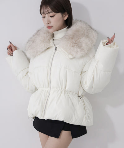 ファーカラーウエストマークミディダウンジャケット ／ fur collar waist-mark midi down jacket