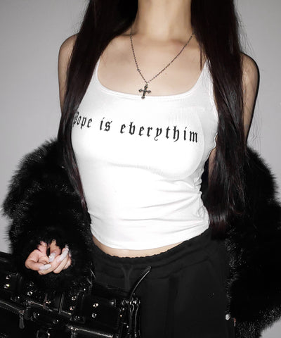 【 ２color 】グランジロゴバッククロスキャミソールトップス ／ grunge logo back logo camisole tops