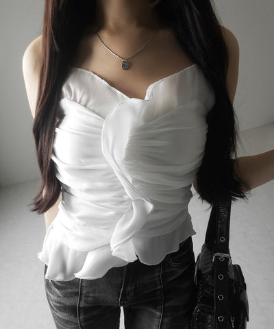 【 ２color 】オーガンジーボリュームフリルビスチェ ／ organdy volume Frill Bustier