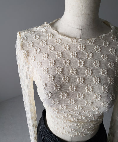 【 ２color 】デイジーレースチュールシアートップス ／ daisy race tulle sheer tops