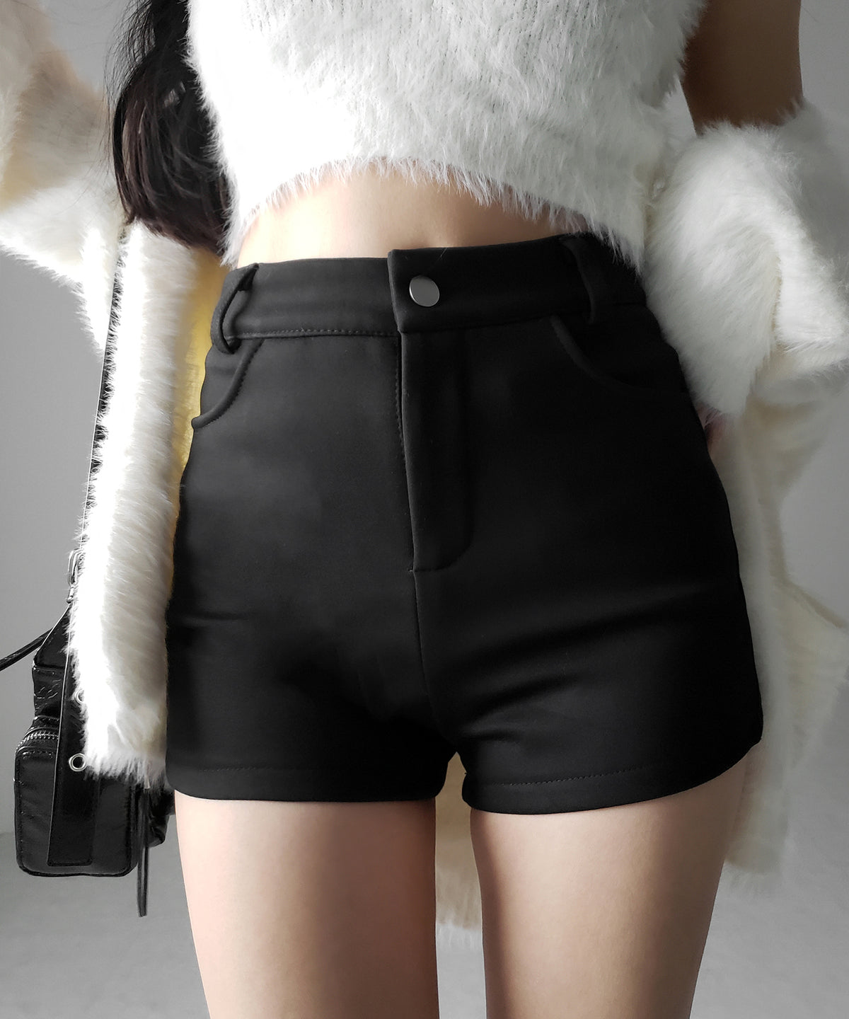 裏起毛ハイウエストタイトスパンショートパンツ ／ urakimo high waist tight span short pants