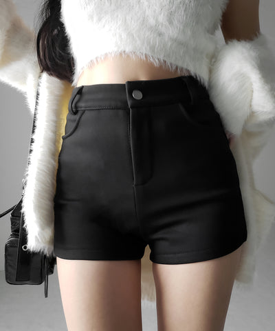 裏起毛ハイウエストタイトスパンショートパンツ ／ urakimo high waist tight span short pants