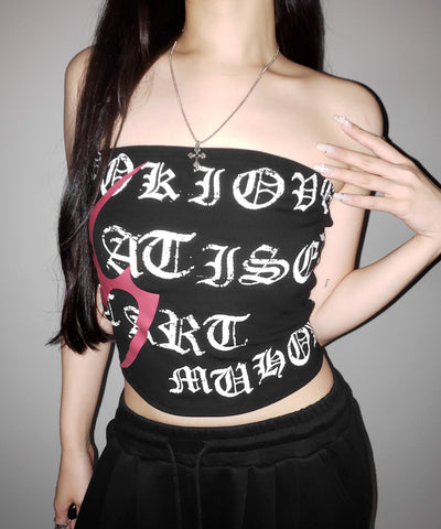 グランジロゴチューブベアトップ ／ grunge logo tube bare top