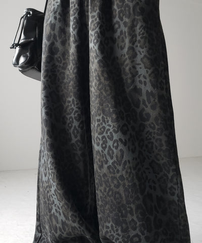 【 ２color 】ヴィンテージライクレオパードツイルワイドパンツ ／ vintage like leopard twill wide pants