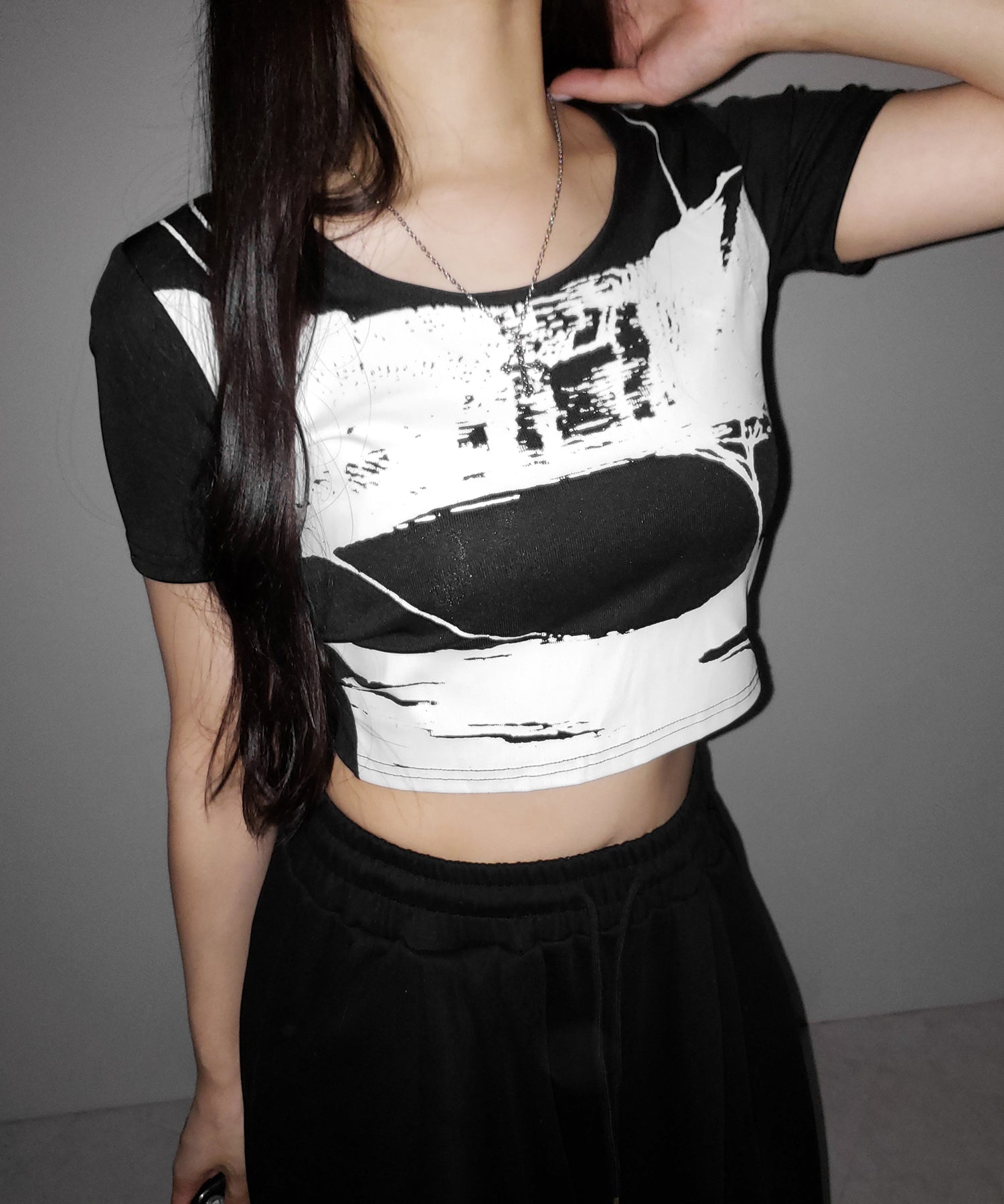 ヴィンテージプリント半袖ショートリブＴシャツ ／ vintage print short sleeve short lib t-shirt