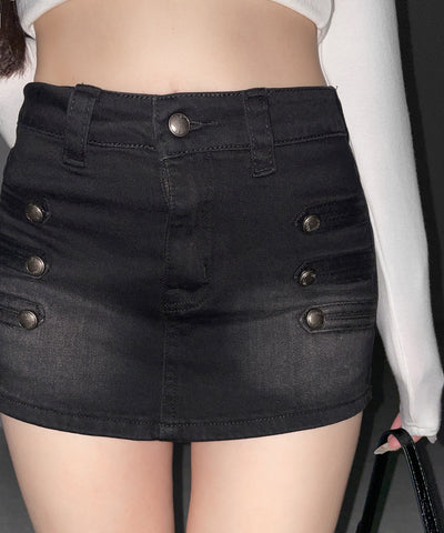 ナポレオンデザインストレッチデニムミニスカパン ／ napoleon design stretch denim mini skirt pants