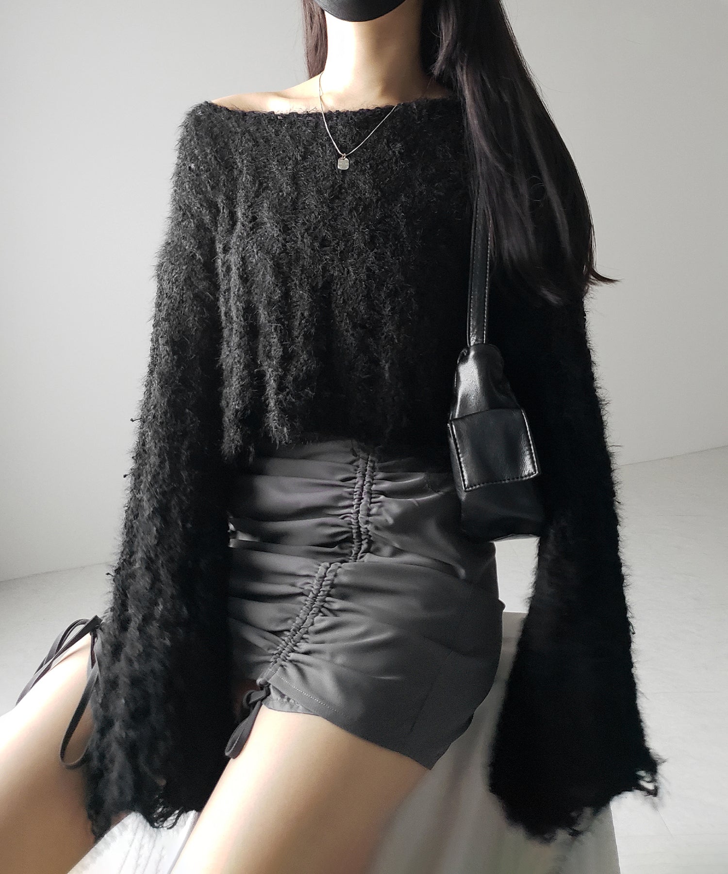 【 ２color 】マシュマロダメージショートニット ／ marshmallow damage short knit